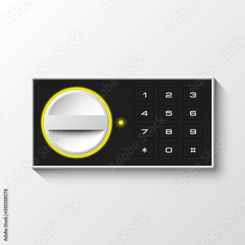 Image of a steel safe. Armored box background. The door safe a bank vault with a combination lock. Reliable Data Protection. Long-term savings. Deposit box safe icon.Protection of personal information