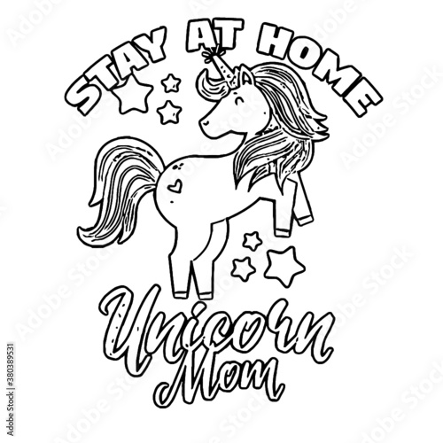 stay at home unicorn mom mom unicorn gift womens tri blend v neck unicorn design Coloring book animals vector illustration