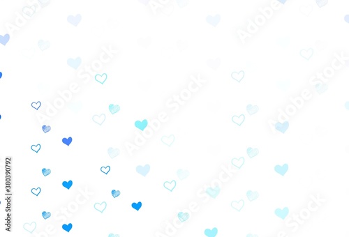 Light BLUE vector backdrop with sweet hearts.