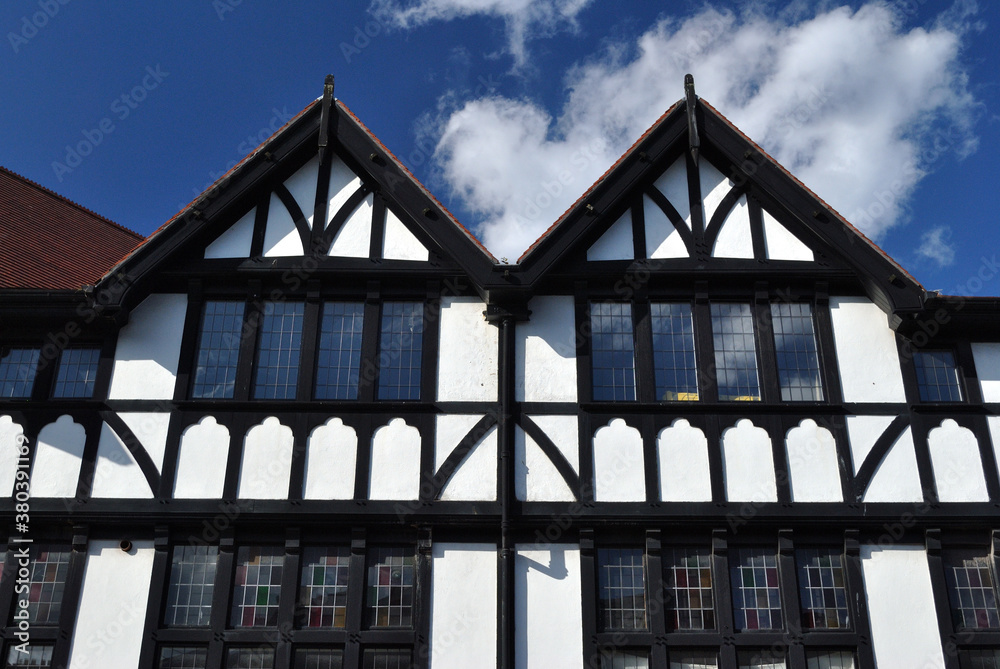 Obraz premium Simulated Timber Framing on Gables of Old Building 