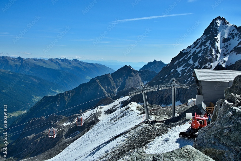 Fototapeta premium Italy-outlook on the station cableway on Passo Tonale