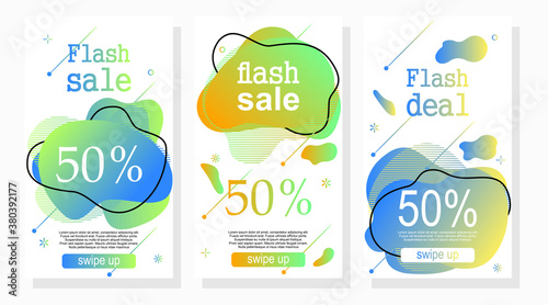set of labels promotion design with abstract gradient liquid shape