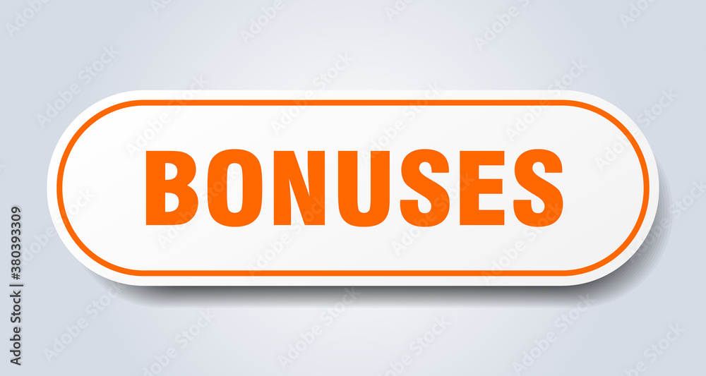 bonuses sign. rounded isolated button. white sticker bonuses sign. rounded isolated button. white sticker