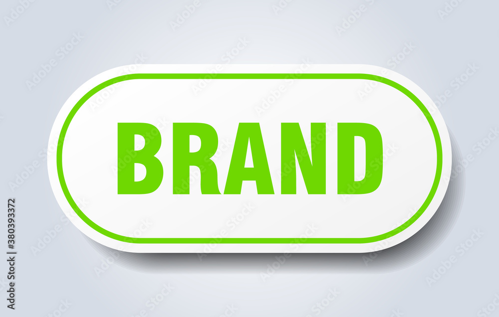brand sign. rounded isolated button. white sticker brand sign. rounded isolated button. white sticker