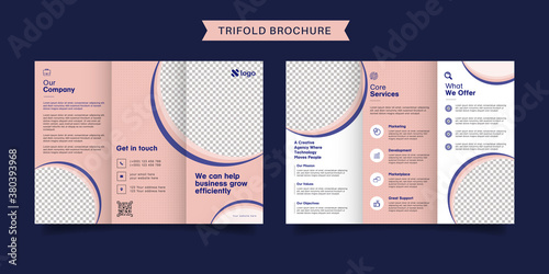 Corporate business trifold brochure template. Modern, Creative and Professional tri fold brochure vector design. Simple and minimalist promotion layout .