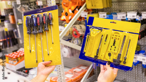 New screwdrivers and cutter sets close up photo