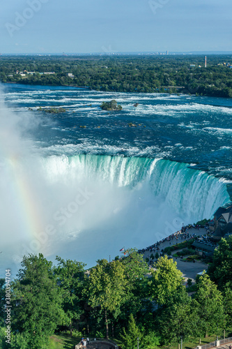 High Angle View of the horseshoe Niagara Falls and lake