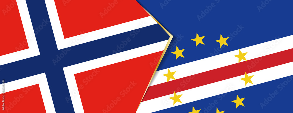 Norway and Cape Verde flags, two vector flags.