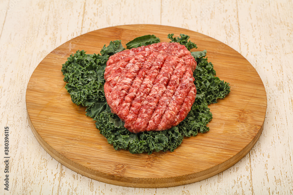 Raw beef burger cutlet for cooking Raw beef burger cutlet for cooking