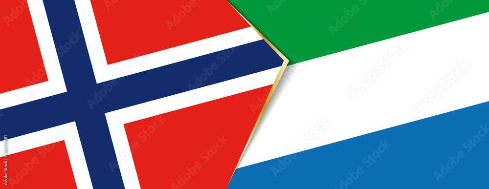 Norway and Sierra Leone flags, two vector flags.