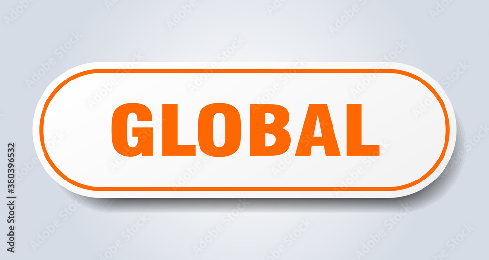 global sign. rounded isolated button. white sticker global sign. rounded isolated button. white sticker