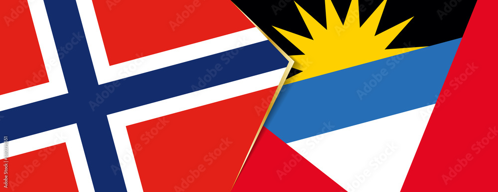 Norway and Antigua and Barbuda flags, two vector flags.