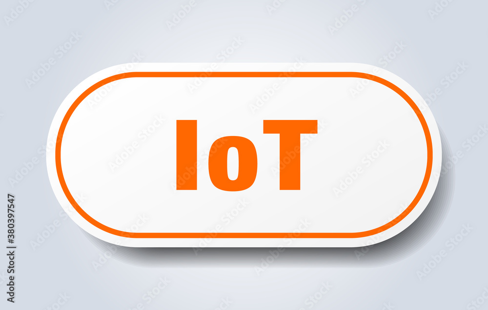 iot sign. rounded isolated button. white sticker iot sign. rounded isolated button. white sticker
