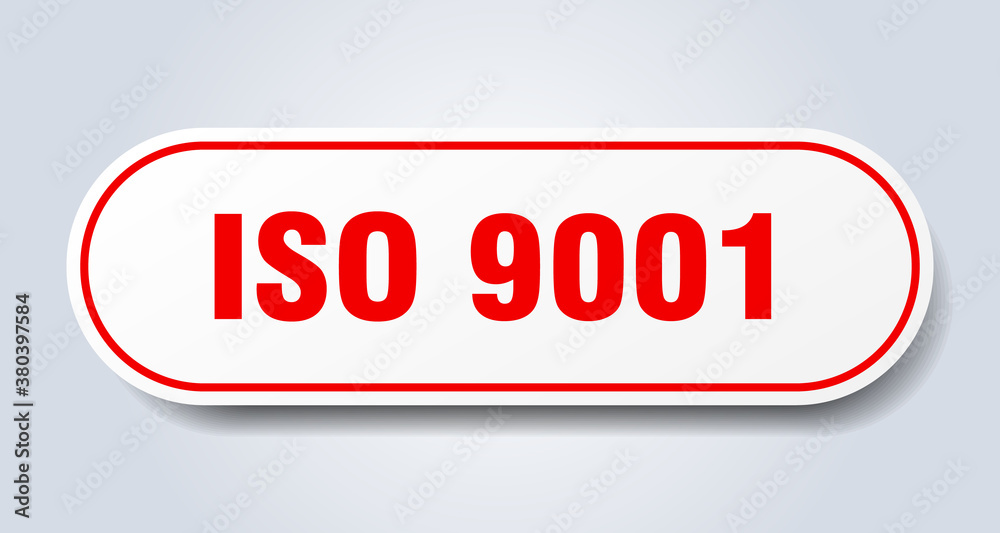 iso 9001 sign. rounded isolated button. white sticker iso 9001 sign. rounded isolated button. white sticker