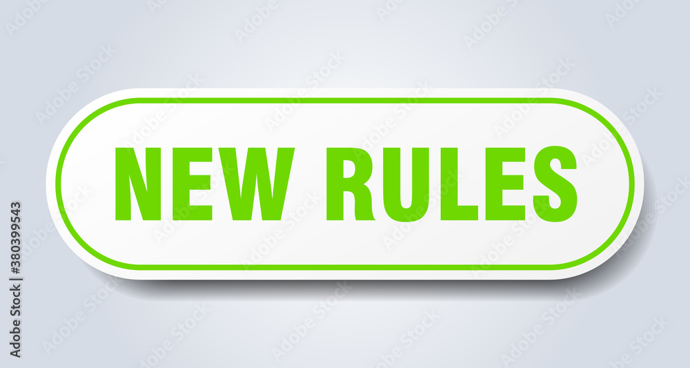 new rules sign. rounded isolated button. white sticker new rules sign. rounded isolated button. white sticker