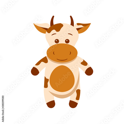 Vector illustration of a cow cartoon on white background