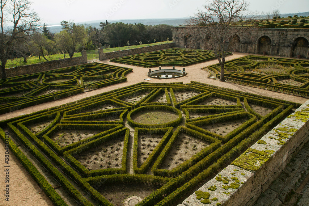 Empty city. Closed to public. Museum, Monastery of San Lorenzo de El Escorial, empty gardens during Coronavirus, covid19, pandmeic. Empty city. Closed to public. Museum, Monastery of San Lorenzo de El Escorial, empty gardens during Coronavirus, covid19, pandmeic.