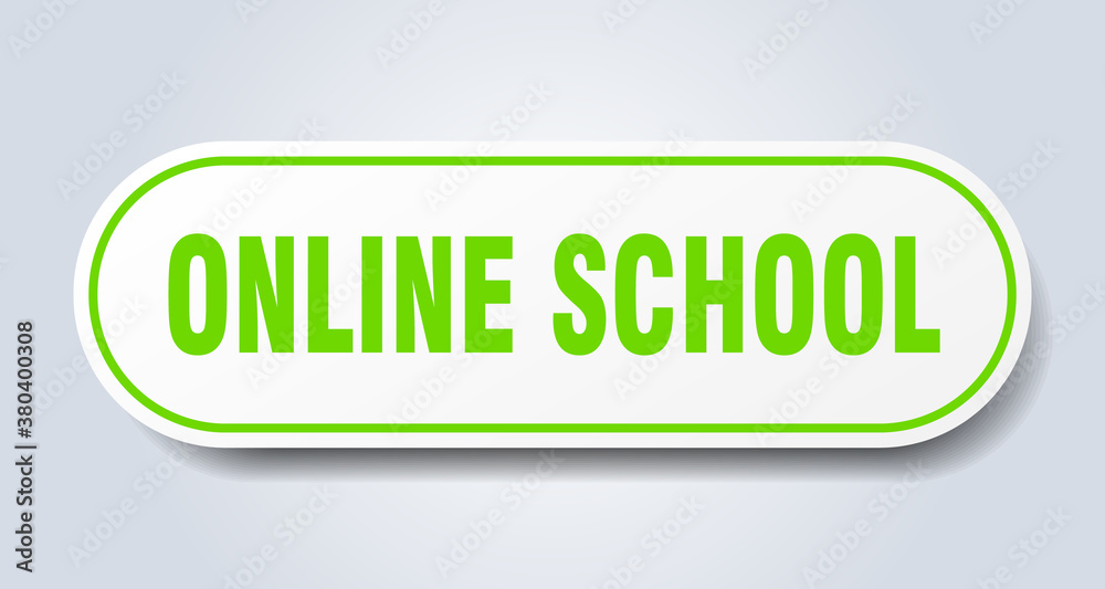 online school sign. rounded isolated button. white sticker online school sign. rounded isolated button. white sticker