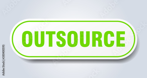 outsource sign. rounded isolated button. white sticker