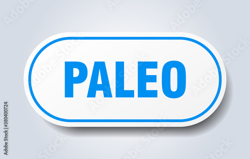 paleo sign. rounded isolated button. white sticker