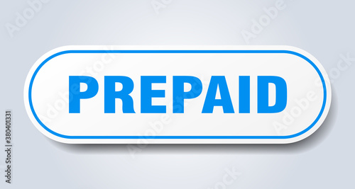 prepaid sign. rounded isolated button. white sticker