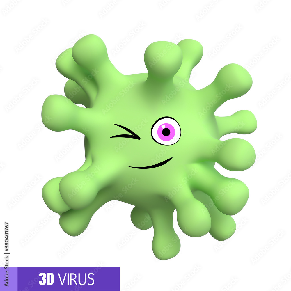 3D rendering of corona virus in cartoon style on white background 3D rendering of corona virus in cartoon style on white background