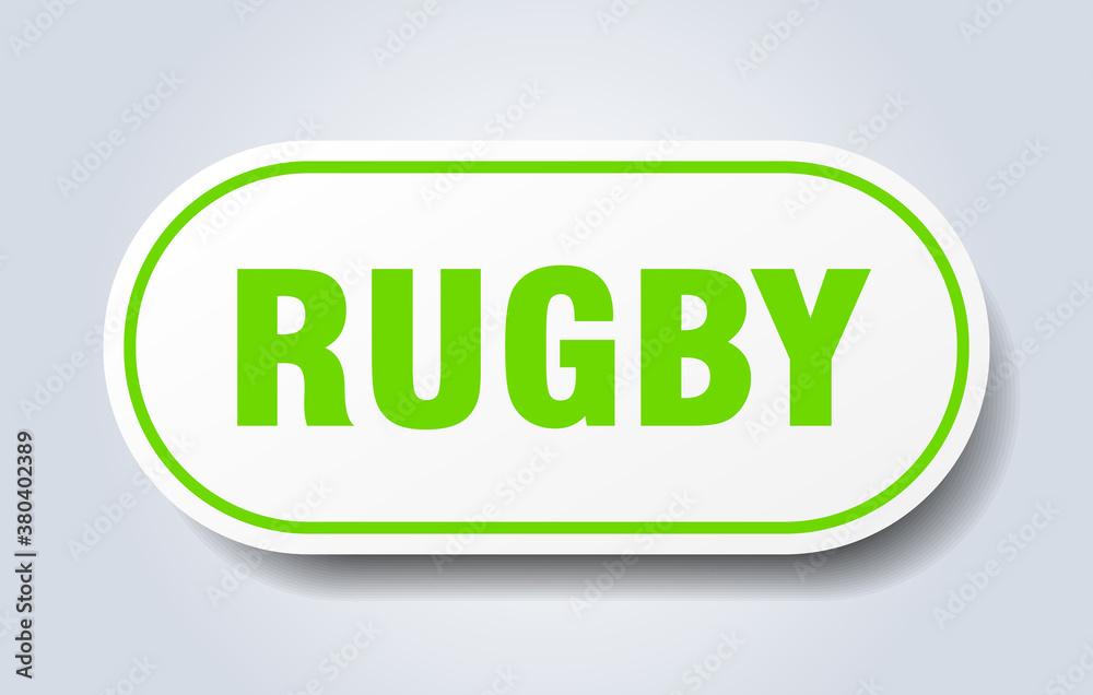 rugby sign. rounded isolated button. white sticker rugby sign. rounded isolated button. white sticker