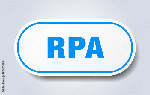 rpa sign. rounded isolated button. white sticker