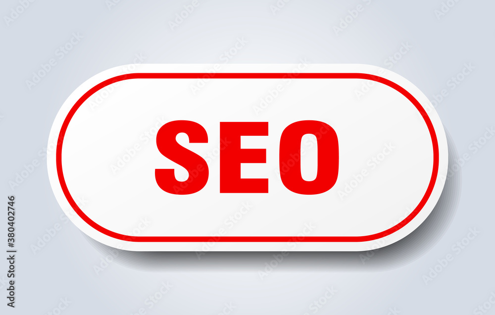 seo sign. rounded isolated button. white sticker seo sign. rounded isolated button. white sticker