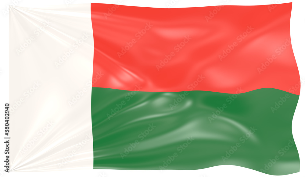 3d Illustration of a Waving Flag of Madagascar