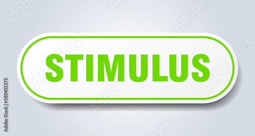 stimulus sign. rounded isolated button. white sticker