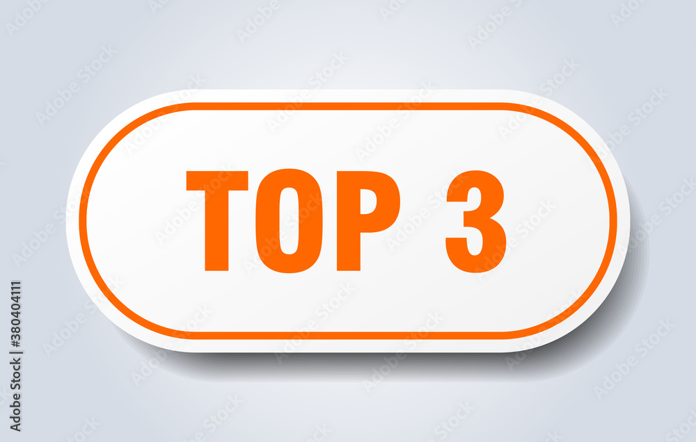top 3 sign. rounded isolated button. white sticker top 3 sign. rounded isolated button. white sticker