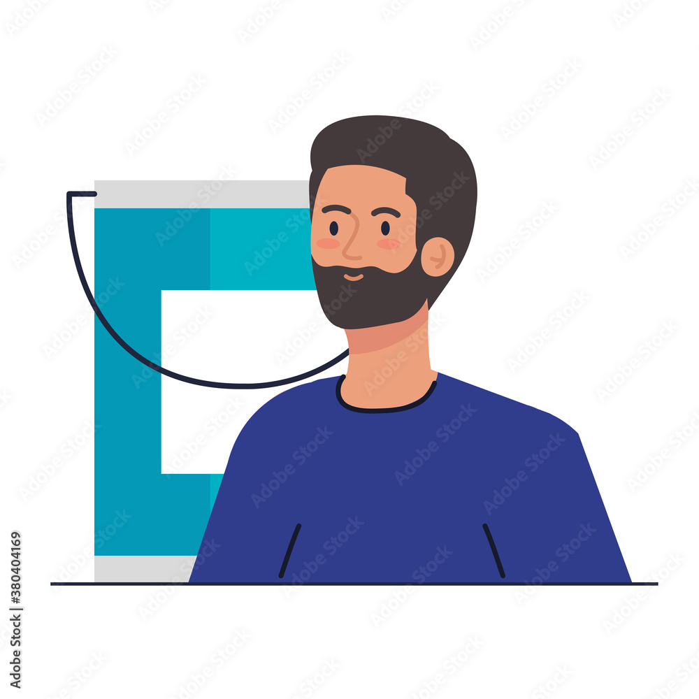man cartoon with construction paint bucket design of working maintenance workshop and repairing theme Vector illustration