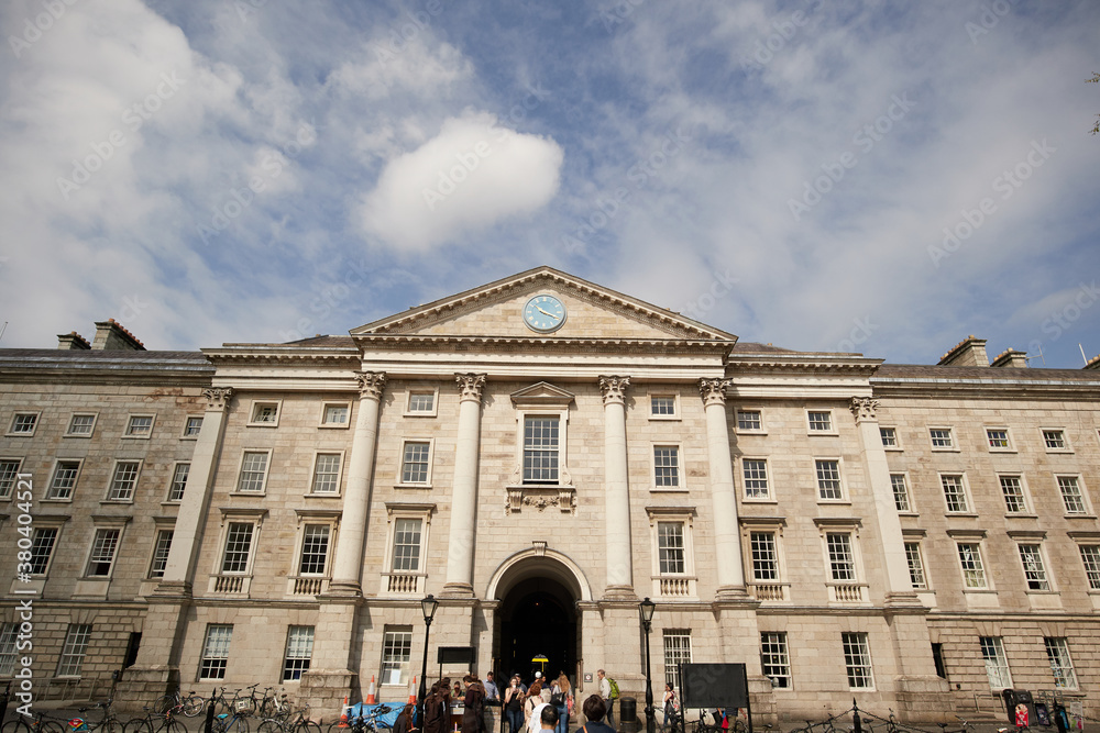 The exterior of Trinity College in Dublin, Ireland