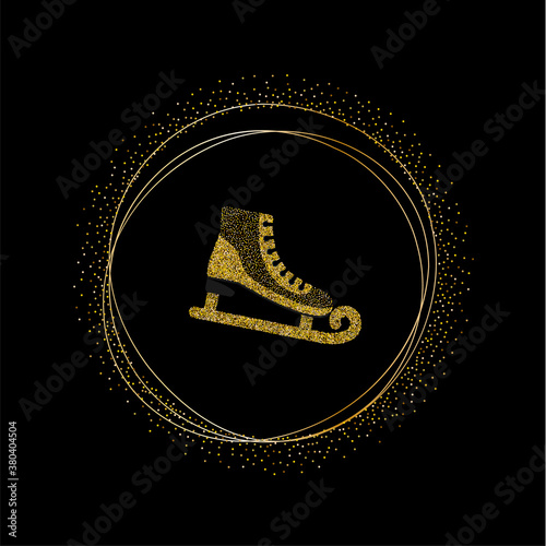 Skates with sequins and glitter. Trendy kids print. Vector hand drawn illustration.