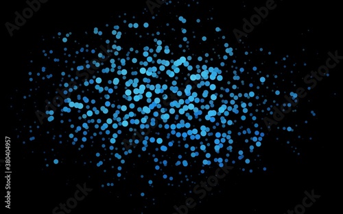 Dark BLUE vector pattern with spheres. Illustration with set of shining colorful abstract circles. Pattern for ads, leaflets.