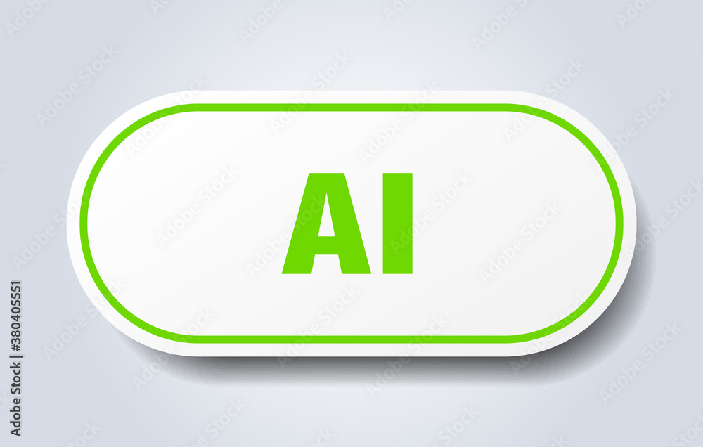 ai sign. rounded isolated button. white sticker ai sign. rounded isolated button. white sticker