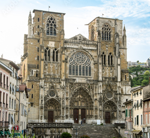 Cathedral Saint-Maurice in Viviers, France, adjacent to the Rhone River.