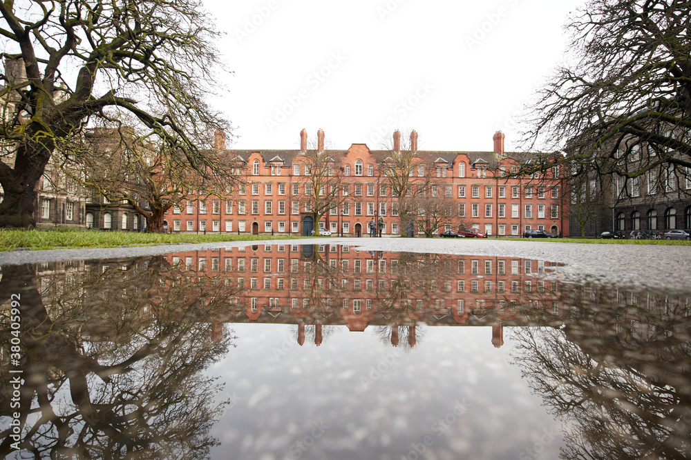 The exterior of Trinity College in Dublin, Ireland