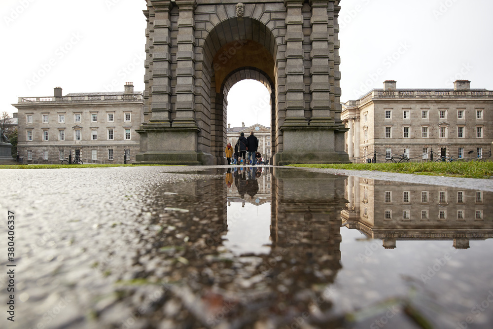 The exterior of Trinity College in Dublin, Ireland