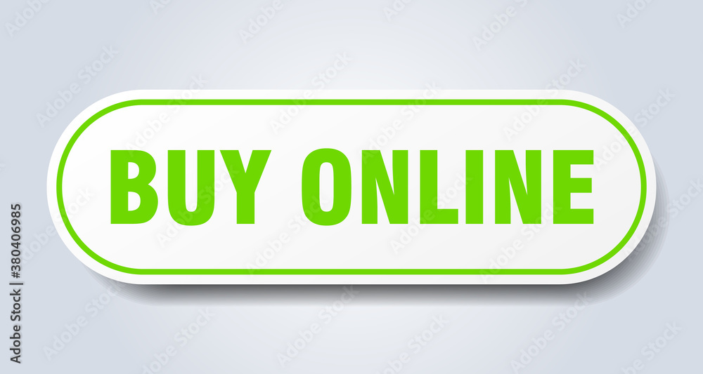 buy online sign. rounded isolated button. white sticker buy online sign. rounded isolated button. white sticker