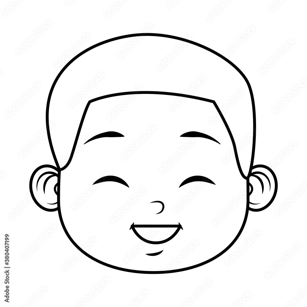 cute little boy student head character line style cute little boy student head character line style