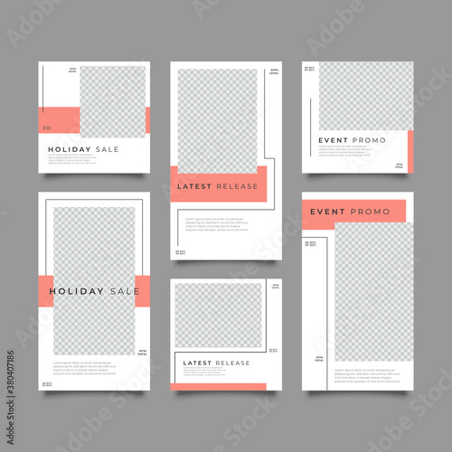 Design backgrounds for social media banner.Set of instagram stories and post frame templates.Vector cover. Mock up for personal blog or shop.Layout for promotion.