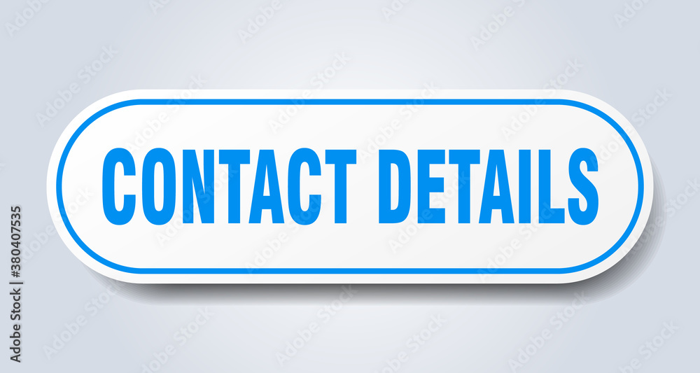 contact details sign. rounded isolated button. white sticker