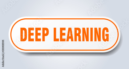 deep learning sign. rounded isolated button. white sticker