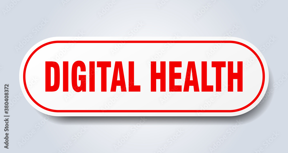 digital health sign. rounded isolated button. white sticker digital health sign. rounded isolated button. white sticker