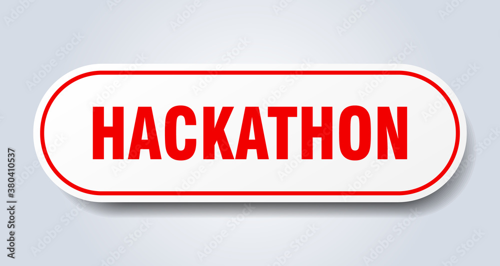 hackathon sign. rounded isolated button. white sticker hackathon sign. rounded isolated button. white sticker