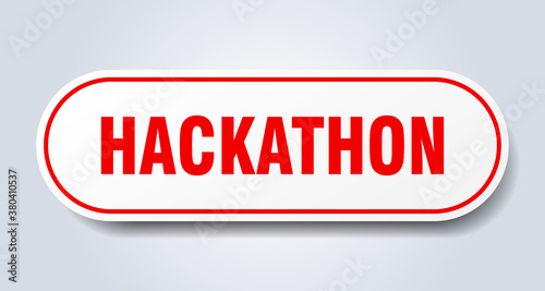 hackathon sign. rounded isolated button. white sticker