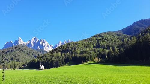 Church of Saint John in Ranui  San Giovani church in South Tyrol  val di funes  Italy   