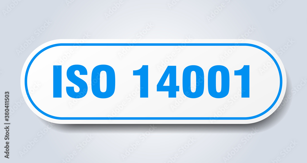 iso 14001 sign. rounded isolated button. white sticker iso 14001 sign. rounded isolated button. white sticker
